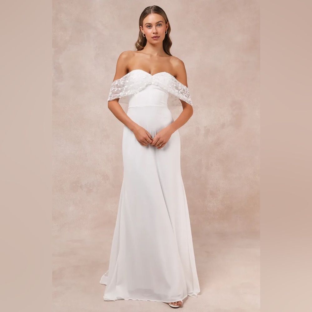 Lulus Beloved Beginning White Embroidered Off-the-Shoulder Maxi Dress